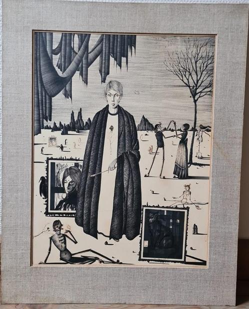Robert Meyten Belgische surrealist, 1967, pentekening ( Kat), Antiek en Kunst, Kunst | Schilderijen | Modern, Ophalen of Verzenden