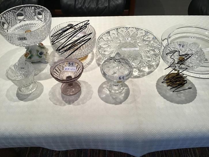 6 bonbonnièrres aan spotprijzen, Antiek en Kunst, Antiek | Glaswerk en Kristal, Ophalen of Verzenden