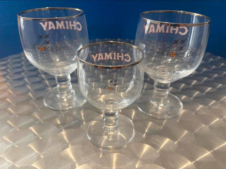 Set van 3 Chimay Air Force Day glazen, Verzamelen, Glas en Drinkglazen, Nieuw, Bierglas, Ophalen of Verzenden