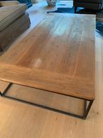 Salontafel - Antieke oude Indische deur op gietijzeren frame, Huis en Inrichting, Tafels | Salontafels, Gebruikt, Teakhout, 50 tot 100 cm