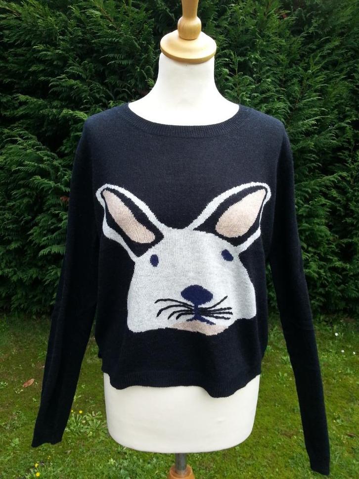 leuke korte losse trui zwart + konijn NIEUW, Kleding | Dames, Truien en Vesten, Nieuw, Maat 38/40 (M), Zwart, Ophalen of Verzenden