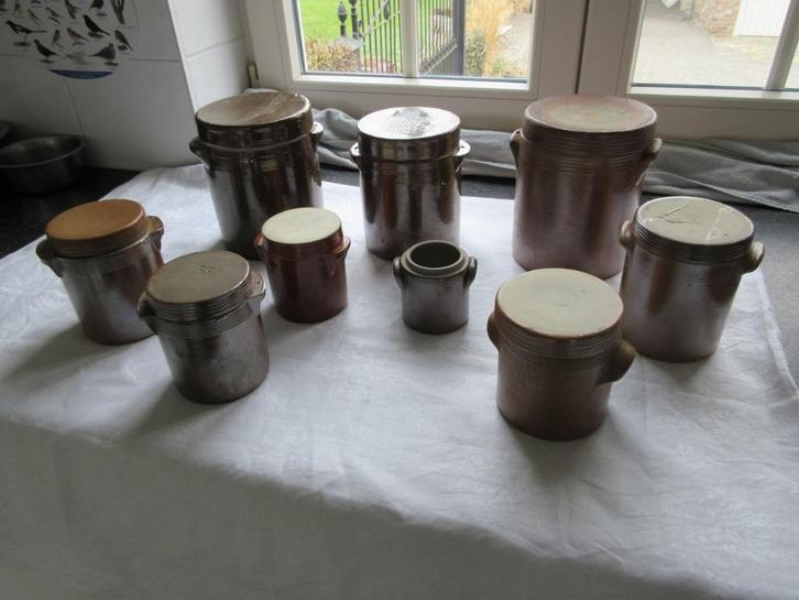 9 Oude potten in aardewerk rustieke potten antieke keuken, Antiek en Kunst, Antiek | Keramiek en Aardewerk, Ophalen