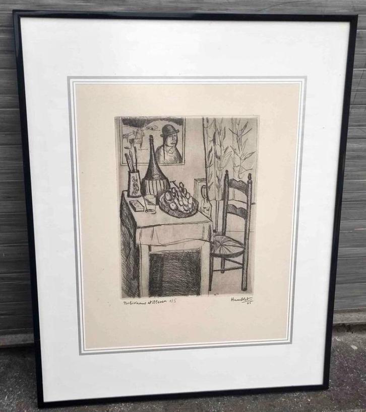 Eau forte signe Théo humblet, Antiek en Kunst, Kunst | Etsen en Gravures, Ophalen of Verzenden