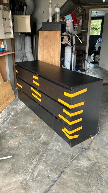 Commode IKEA Malm noir marron 6 tiroirs, Enlèvement, Utilisé