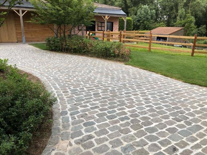 Oude Belgische Porfier Kasseien Platines 3-5cm, Tuin en Terras, Tegels en Klinkers, Gebruikt, Klinkers, Natuursteen, 10 m² of meer