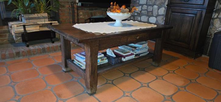 Salontafel van massief eikenhout, Huis en Inrichting, Tafels | Salontafels, Zo goed als nieuw, Minder dan 50 cm, 50 tot 100 cm