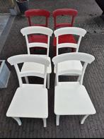 6 houten stoelen, Huis en Inrichting, Stoelen, Ophalen, Gebruikt, Rood
