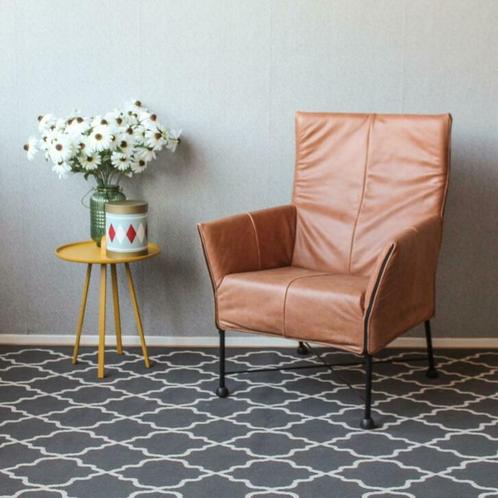 2x Montis Charly fauteuil Buffalo leder - cognac bruin, Huis en Inrichting, Zetels | Voetbanken en poefs, Nieuw, Leer, Ophalen of Verzenden