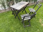 Franse bistro set in hout - 4 delig - opklapbaar, Tuin en Terras, Ophalen, Gebruikt, 3 zitplaatsen, Tuinset