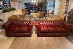 Originele Springvale chesterfield 3+2 zits oxblood rood IZGS, Ophalen of Verzenden
