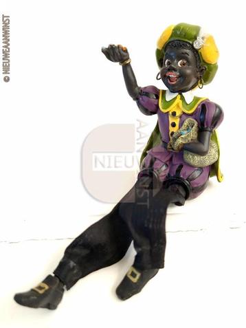 Nostalgische zwarte Piet beeld - 20cm, paars/geel/groen beschikbaar voor biedingen