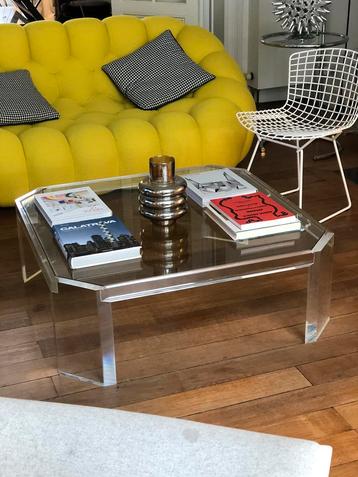 Roche Bobois table vintage plexi et verre 1970 beschikbaar voor biedingen