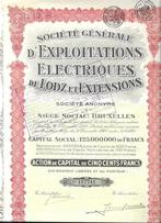 Soc. Gène. d'Exploitations Electriques de Lotz et Extensions, 1920 à 1950, Action, Enlèvement ou Envoi