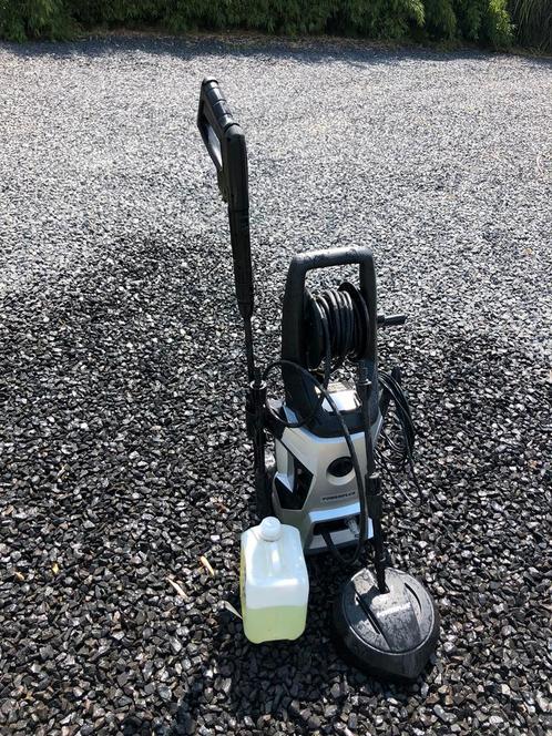 Hogedrukreiniger met toebehoren en product, Tuin en Terras, Hogedrukreinigers, Zo goed als nieuw, Elektrisch, Met autostop en -start