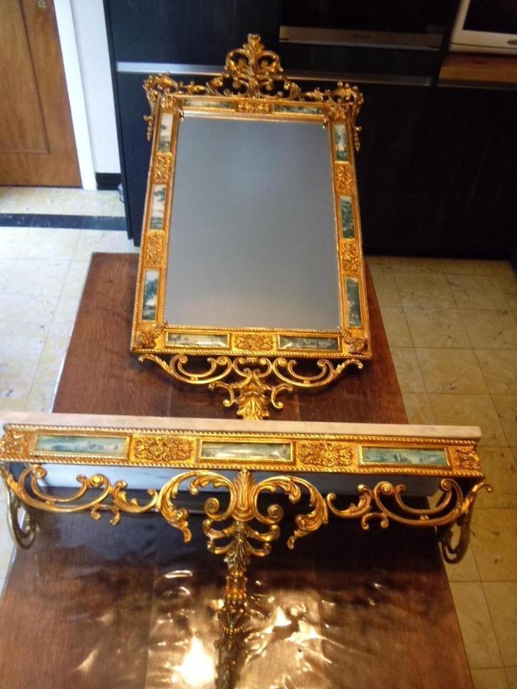 Barokke spiegel met console, Antiquités & Art, Antiquités | Miroirs, 50 à 100 cm, 100 à 150 cm, Autres formes, Enlèvement