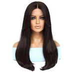 Swiss lace front pruik lang haar in lagen Dark Chocolate, Verzenden, Nieuw