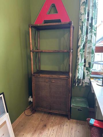Rotan vitrine /bibliotheek kast  beschikbaar voor biedingen