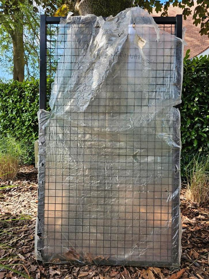 Tuinpoort NIEUW modern metaal, zwart, geweven staaldraad., Tuin en Terras, Tuinpoorten, Nieuw, Looppoort, Staal, 150 tot 200 cm