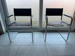 Paire de chaises S34 - Style Bauhaus - Cuir Noir & Chrome -, Huis en Inrichting, Ophalen, Zwart, Leer, Eén