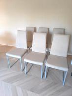 Eetkamerstoelen leder beige - 6 stuks, Huis en Inrichting, Ophalen, Zo goed als nieuw