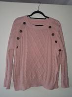 Lichtroze kabeltrui met knoop XL, Kleding | Dames, Truien en Vesten, Ophalen of Verzenden, Nieuw, Maat 46/48 (XL) of groter, Roze