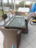 Tuintafel rotan met 4 stoelen, Tuin en Terras, Tuinset, Zo goed als nieuw, Rotan, Ophalen