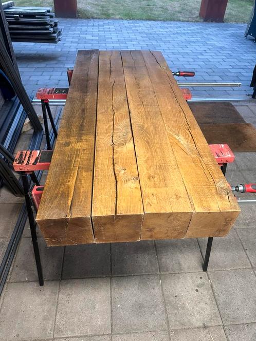 4 droge eiken balken 15x15x145cm voor salontafel, Doe-het-zelf en Bouw, Hout en Planken, Zo goed als nieuw, Eiken, Ophalen
