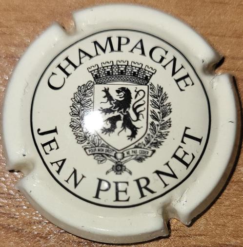 Champagnecapsule Jean PERNET crème & zwart nr 01a, Verzamelen, Wijnen, Nieuw, Champagne, Frankrijk, Ophalen of Verzenden