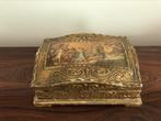 Mooie oude houten doos goudkleurig barok florentijns engelen, Antiek en Kunst, Curiosa en Brocante, Ophalen of Verzenden