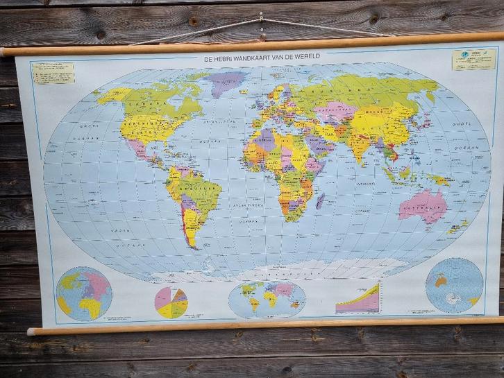 Landkaart.Wereldkaart.Hebri., Huis en Inrichting, Woonaccessoires | Wanddecoraties, Zo goed als nieuw, Ophalen