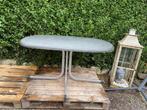 Table de jardin ovale gris clair en acier, Tuin en Terras, Tuintafels, Ophalen, Gebruikt, Ovaal, Metaal