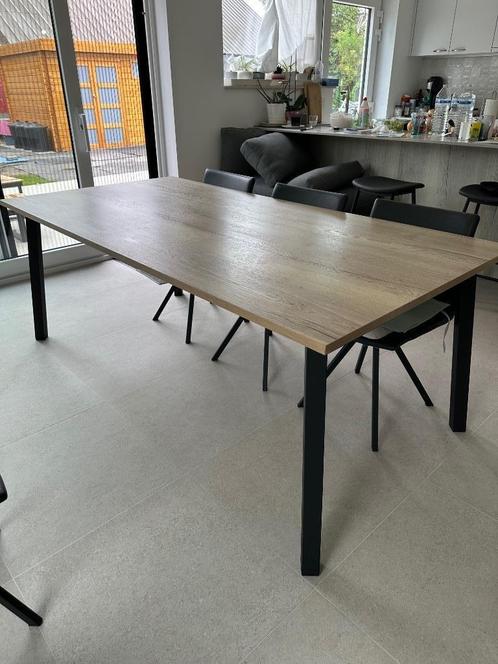 Eettafel beige-eik, Huis en Inrichting, Tafels | Eettafels, Zo goed als nieuw, 50 tot 100 cm, 150 tot 200 cm, Vijf personen of meer