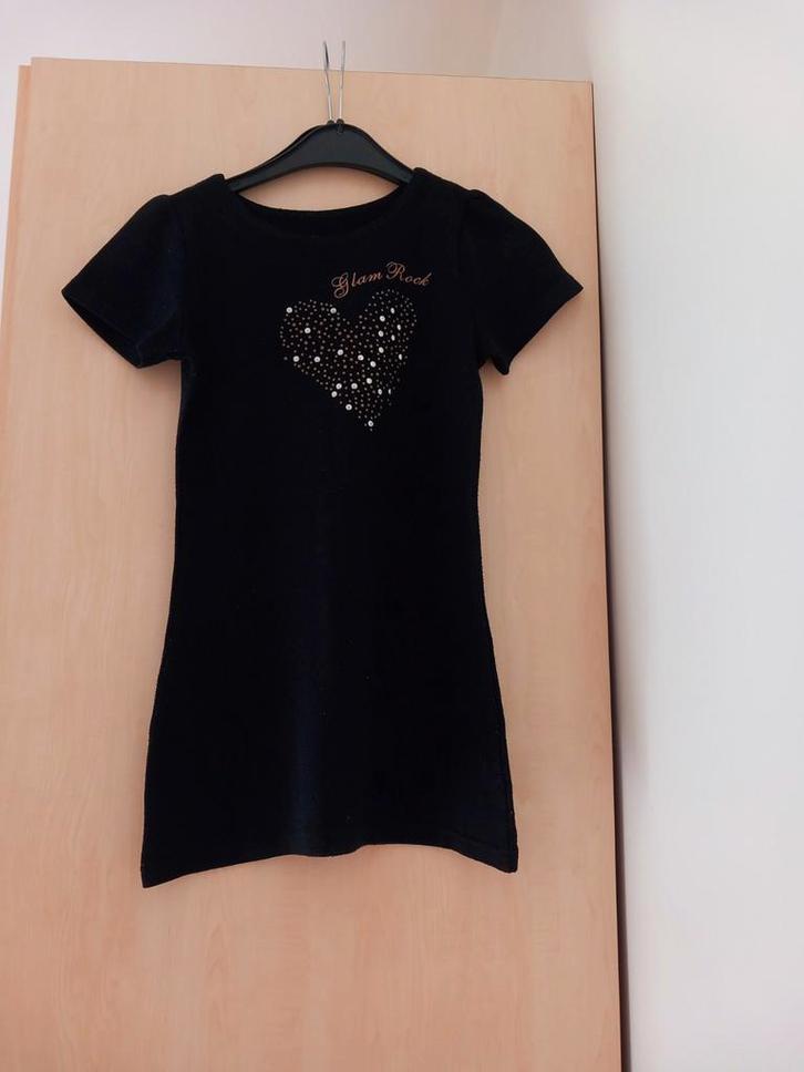 Zwart kleedje met steentjes maat 140, zeer goede staat, Kinderen en Baby's, Kinderkleding | Maat 140, Zo goed als nieuw, Meisje
