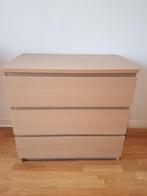 IKEA MALM ladekast (3 lades) – wit gelazuurd eikenfineer, Ophalen, Eikenhout, 50 tot 100 cm, Zo goed als nieuw