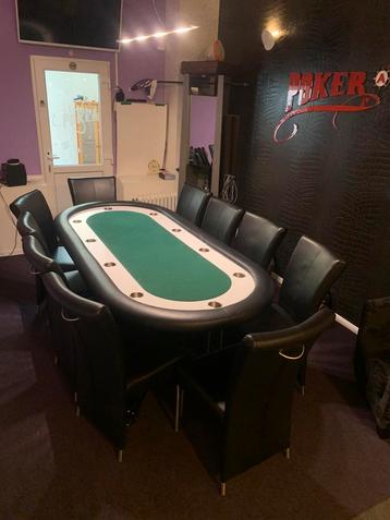 Table de poker 10joueurs +10 chaises en cuir  beschikbaar voor biedingen