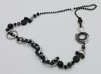 Negen! Schitterende lange ketting in zwart en zilver, Handtassen en Accessoires, Kettingen, Ophalen of Verzenden, Nieuw, Zilver