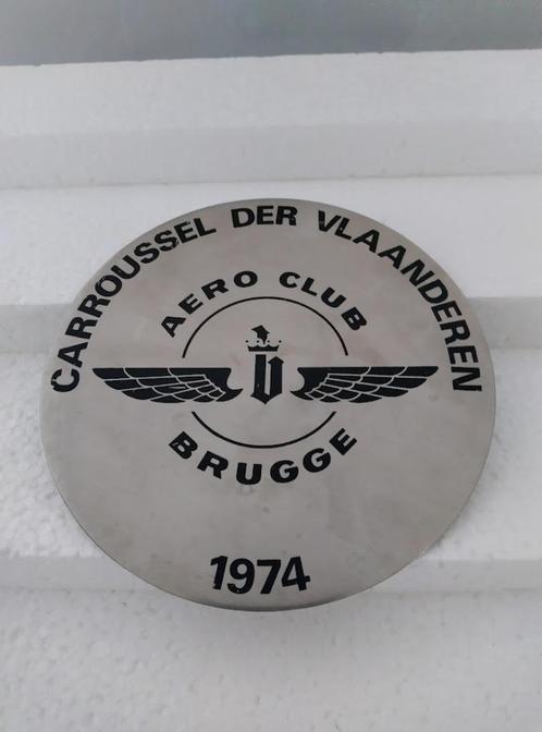 Plaque Aero Club Bruges 1974 - Caroussel Flandre, Collections, Collections Autre, Utilisé, Enlèvement ou Envoi