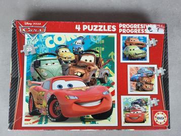Puzzels Cars (4 in 1), Ophalen, 10 tot 50 stukjes, Gebruikt, 4 tot 6 jaar