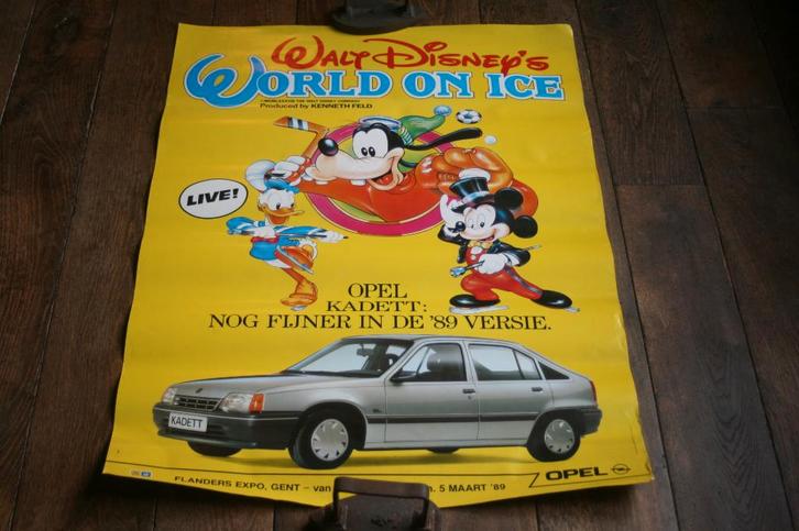 Affiche 'Walt Disney World On Ice' opel Kadett 1989, Verzamelen, Disney, Zo goed als nieuw, Plaatje of Poster, Donald Duck, Ophalen of Verzenden