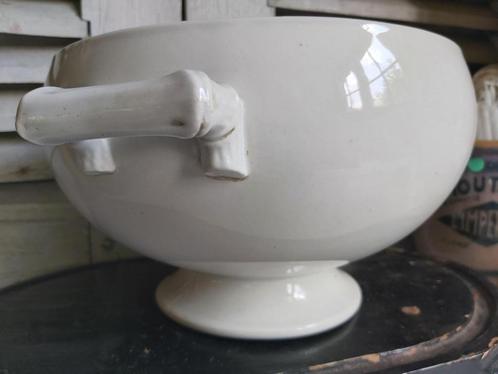 Mooie oude witte franse hoge soupiere strakke handvaten, Antiek en Kunst, Antiek | Schalen, Ophalen of Verzenden