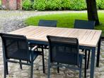 Tafel en 4 stoelen - Bristol, Tuin en Terras, Tuinsets en Loungesets, Eettafel, 6 zitplaatsen, Zo goed als nieuw, Hout
