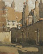 Jules Gonthier (1907-1968: Begijnhof Kortrijk 1955 (43x51cm), Antiek en Kunst, Ophalen of Verzenden