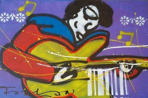 " Elvis " Acrylschilderij van Fabian, Antiquités & Art, Art | Peinture | Moderne, Enlèvement ou Envoi