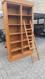 Teak boekenkast met ladder, Huis en Inrichting, Kasten | Boekenkasten, Ophalen, Met plank(en), 100 tot 150 cm, 200 cm of meer