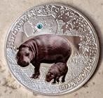 munt Zambia 1000 kwacha 2014 : dwergnijlpaard, Postzegels en Munten, Munten | Afrika, Verzenden, Zambia, Zilver