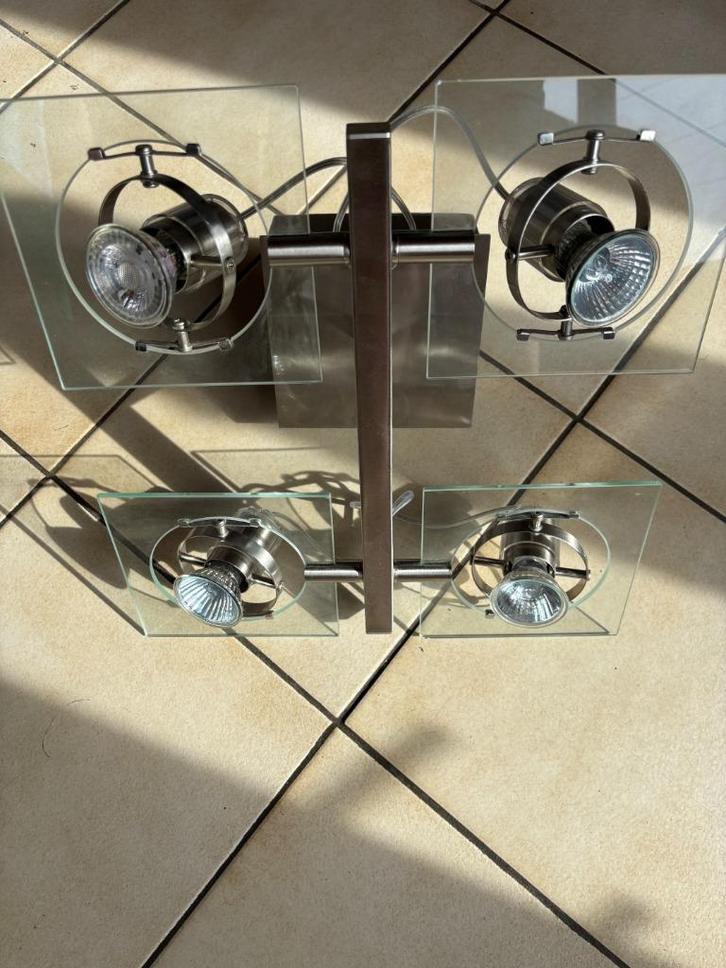 IKEA plafondlamp 4 spots met glas, Huis en Inrichting, Lampen | Plafondlampen, Gebruikt, Glas, Ophalen