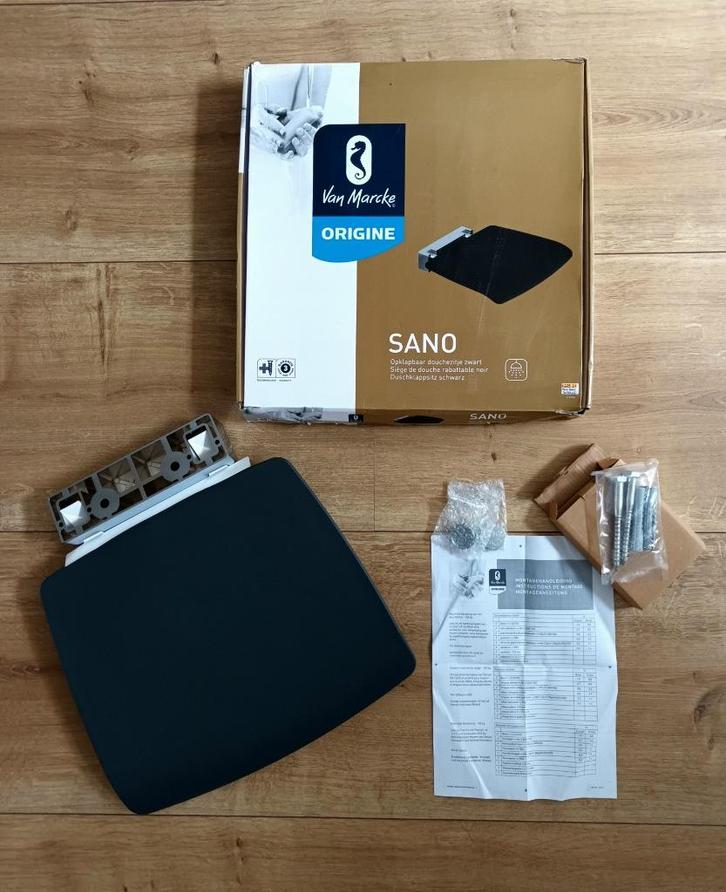 Douchezitje Van Marcke - Sano - zwart - NIEUW, Doe-het-zelf en Bouw, Sanitair, Nieuw, Douche, Chroom, Verzenden