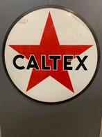 Originele oude Caltex XL 100 cm emaille dubbelzijdig, Collections, Marques & Objets publicitaires, Enlèvement, Utilisé, Panneau publicitaire