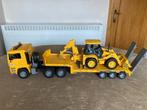 Bruder dieplader met Bruder tractor met shovel en graafarm, Kinderen en Baby's, Speelgoed |Speelgoedvoertuigen, Ophalen of Verzenden
