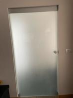 Glazen schuifdeur met rail, Doe-het-zelf en Bouw, Ophalen, Gebruikt, 80 tot 100 cm, Binnendeur